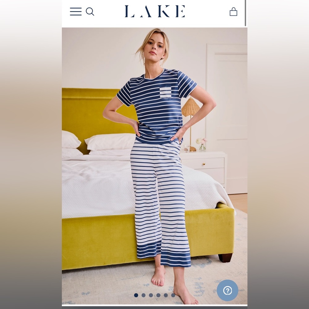 BRAND NEW Pima Wide Leg Pajama Set in Mixed Breton Stripe - LAKE pajamas